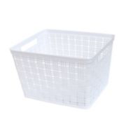 Simply Essential&trade; Large Plastic Wicker Storage Basket in White