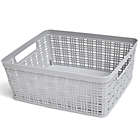 Alternate image 0 for Simply Essential&trade; Medium Plastic Wicker Storage Basket in Grey