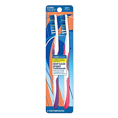 Core Values&trade; 4-Pack Soft Deep Clean Angled Toothbrush. View a larger version of this product image.