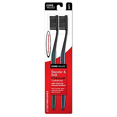 Core Values&trade; Slender & Soft 2-Pack Charcoal Toothbrush. View a larger version of this product image.