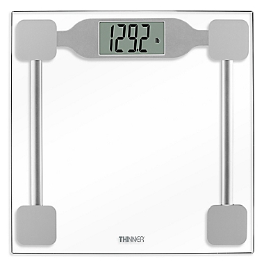 Thinner&reg; by Conair&trade; Digital Precision Glass Bathroom Scale in Silver. View a larger version of this product image.