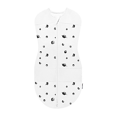 Happiest Baby Large Planets Sleepea Organic Cotton Swaddle in White/Black. View a larger version of this product image.