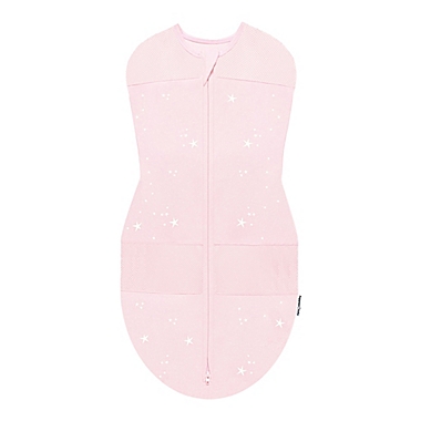 Happiest Baby Medium Stars Sleepea Organic Cotton Swaddle in Pink. View a larger version of this product image.