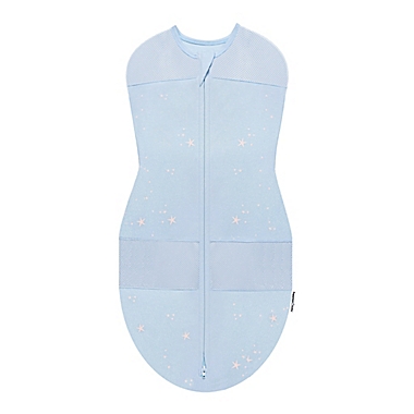 Happiest Baby Medium Stars Sleepea Organic Cotton Swaddle in Blue. View a larger version of this product image.