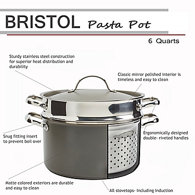 Denmark Bristol Stainless Steel 3-Piece Pasta Pot Set in Grey. View a larger version of this product image.