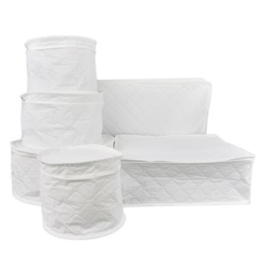 Simply Essential&trade; 6-Piece Quilted Dinnerware Storage Set in White. View a larger version of this product image.