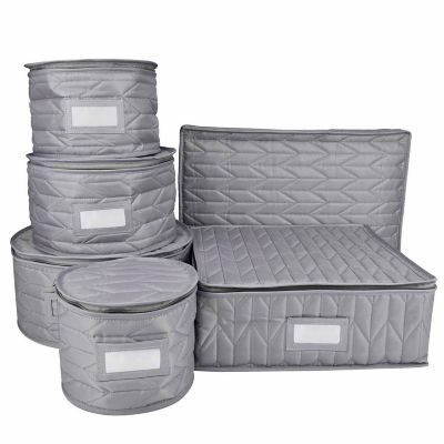 Our Table&trade; 6-Piece Quilted Dinnerware Storage Set in Grey