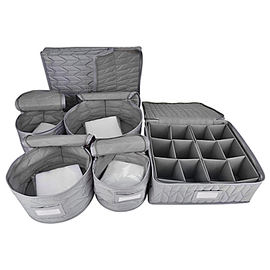 Our Table&trade; 6-Piece Quilted Dinnerware Storage Set in Grey. View a larger version of this product image.