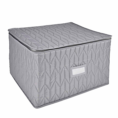 Our Table&trade; Quilted Stemware Storage Case in Grey. View a larger version of this product image.