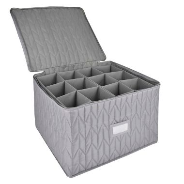 Our Table&trade; Quilted Stemware Storage Case in Grey. View a larger version of this product image.