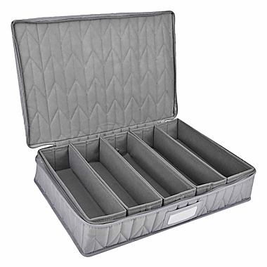 Our Table&trade; Quilted Flatware Storage Case in Grey. View a larger version of this product image.
