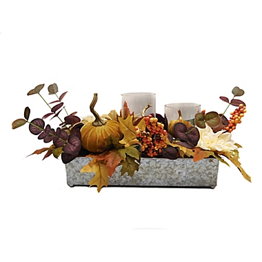 Harvest Floral Hurricane Candle Holder Centerpiece. View a larger version of this product image.