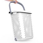 Alternate image 3 for Simply Essential&trade; Tall Hamper with Wheels in White/Grey