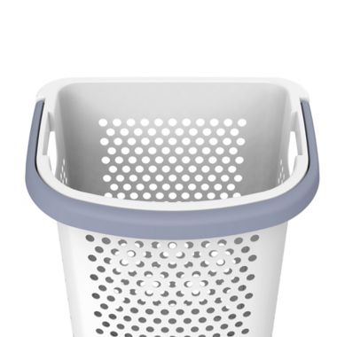 Simply Essential&trade; Tall Hamper with Wheels in White/Grey. View a larger version of this product image.