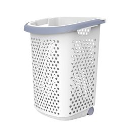 Simply Essential™ Tall Hamper with Wheels in White/Grey