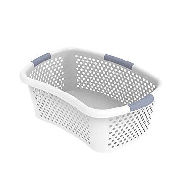 Simply Essential&trade; Hip Hugger Laundry Basket in White/Grey. View a larger version of this product image.