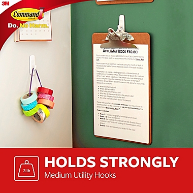 3M Command&trade; Strips Damage-Free Hanging Medium Utility Hooks (Pack of 6). View a larger version of this product image.