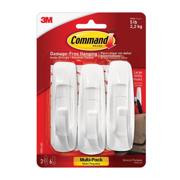 3M Command Strips 3Count DamageFree Hanging Large Wall Hooks Bed