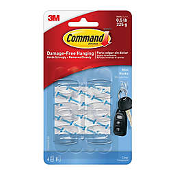 3M Command™ Plastic Damage-Free Hanging Mini Wall Hooks in Clear (Set of 6)