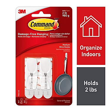 3M Command&trade; Medium Wire Hooks in White (Set of 2). View a larger version of this product image.