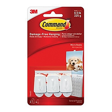 3M Command&trade; 3-Count Micro Hooks. View a larger version of this product image.