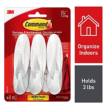 3M Command&trade; 6-Count Medium Designer Hooks in White. View a larger version of this product image.