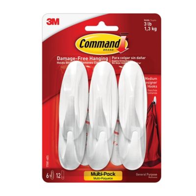 3M Command&trade; 6-Count Medium Designer Hooks in White