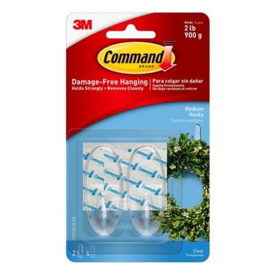 3M Command&trade; Damage-Free Hanging Medium Wall Hooks in Clear (Set of 2)