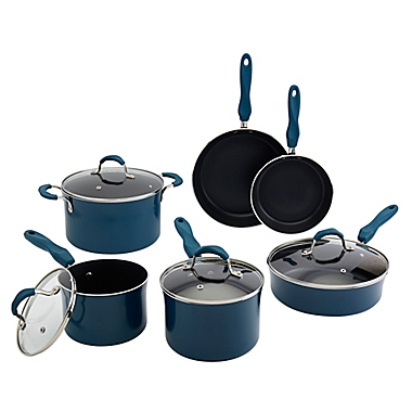 Denmark Nonstick Aluminum 10-Piece Cookware Set in Blue. View a larger version of this product image.