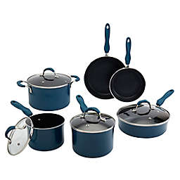 Denmark Nonstick Aluminum 10-Piece Cookware Set in Blue