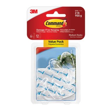 3M Command&trade; Removable Medium Clear Wall Hooks (6-Pack). View a larger version of this product image.