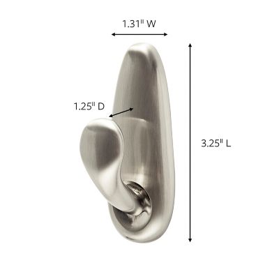 3M Command&trade; Medium Adhesive Mount Metal Hook in Brushed Nickel. View a larger version of this product image.