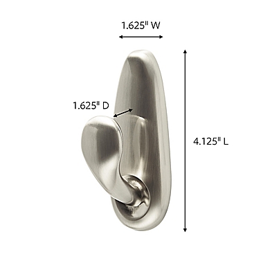 3M Command&trade; Large Adhesive Mount Metal Hook in Brushed Nickel. View a larger version of this product image.