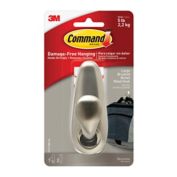 3M Command&trade; Large Adhesive Mount Metal Hook in Brushed Nickel
