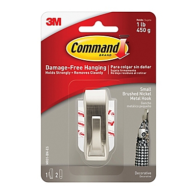 3M Command&trade; Small Wall Hook in Brushed Nickel. View a larger version of this product image.