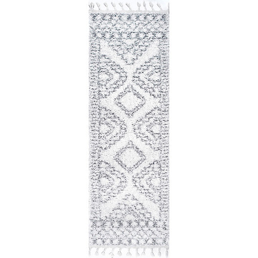 Alternate image 1 for nuLOOM Vasiliki Moroccan Tribal Tassel 3' x 8' Runner in White