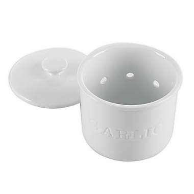 Our Table&trade; Simply White Words Garlic Keeper. View a larger version of this product image.