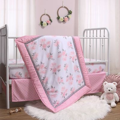 The Peanutshell&trade; Pink Floral 3-Piece Crib Bedding Set