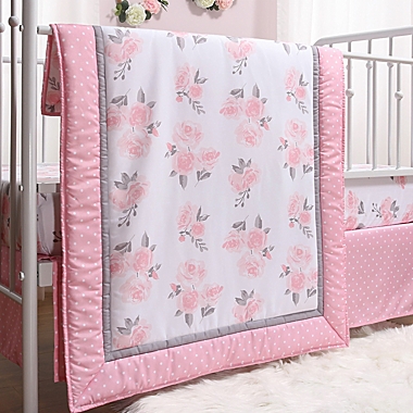 The Peanutshell&trade; Pink Floral 3-Piece Crib Bedding Set. View a larger version of this product image.