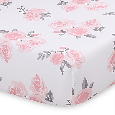 The Peanutshell&trade; Pink Floral 3-Piece Crib Bedding Set. View a larger version of this product image.