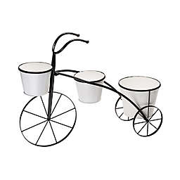 Glitzhome® Oversized Metal Enamel Bicycle Plant Stand in White