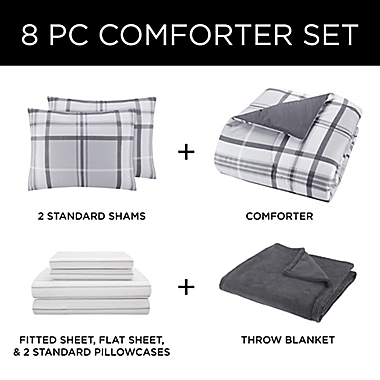 Lee 8-Piece Queen Comforter Set in Grey. View a larger version of this product image.