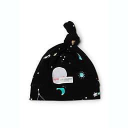 Loulou Lollipop Size 0-6M Top Knot Beanie in Black Planets