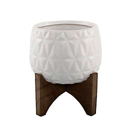 Flora Bunda® Kaleid Ceramic Pot with Stand in Matte White