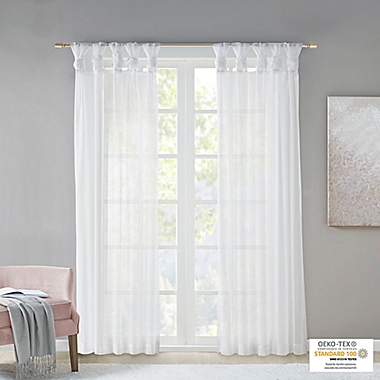 Madison Park Ceres 63-Inch Twist Tab Voile Window Curtain Panel in White (Single). View a larger version of this product image.