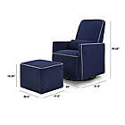 Alternate image 11 for DaVinci Olive Upholstered Swivel Glider with Ottoman in Navy/Grey