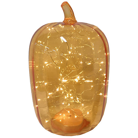Alternate image 1 for Bee & Willow™ 16-Inch LED Glass Pumpkin in Tinsel