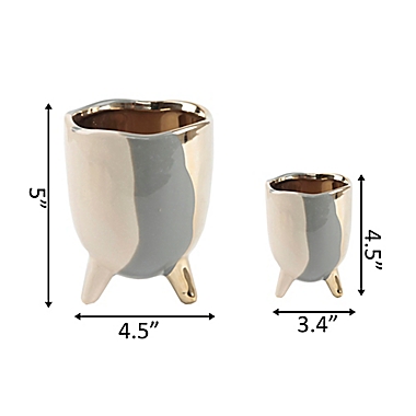 Flora Bunda 3-Tone Footed Ceramic Planters (Set of 2). View a larger version of this product image.