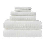 Essential Diamond 6-Piece Bath Towel Set in White