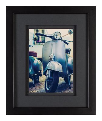 Gallery Solutions 5-Inch x 7-Inch Double Matted Wall/Easel Wood Picture Frame in Black